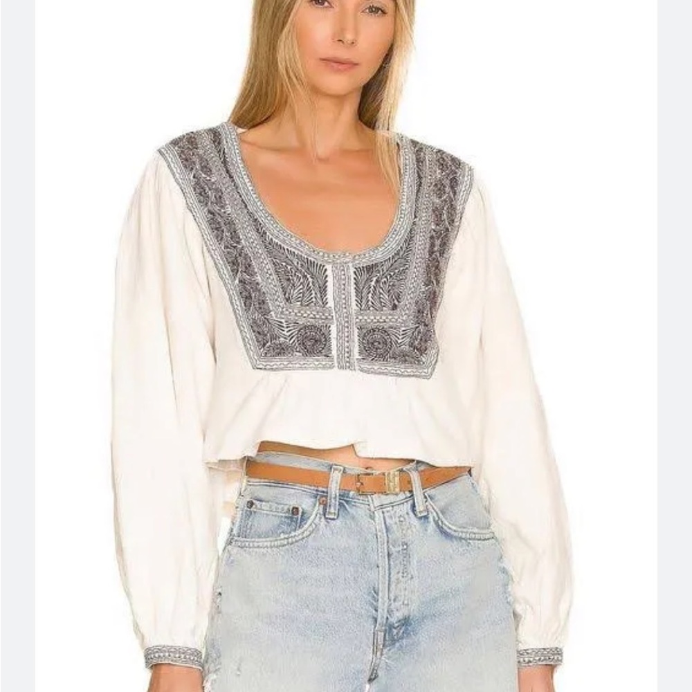 Free People Women's Iggie Embroidered Top In Ivory- M